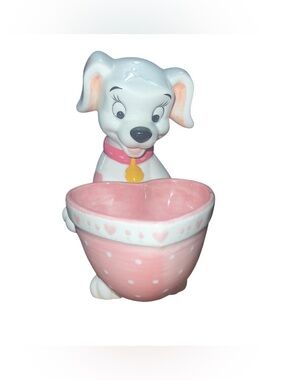 Disney White and Pink Ceramic Puppy Heart Trinket Bowl